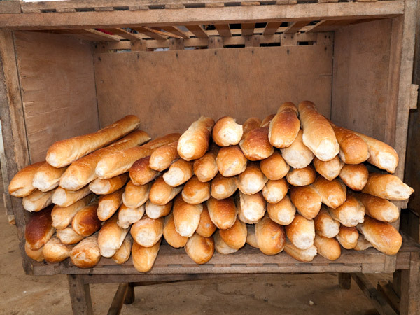 a stack of bread in Gabon