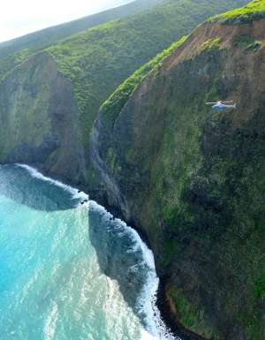 an aerial view of a beach in Hawai‘i