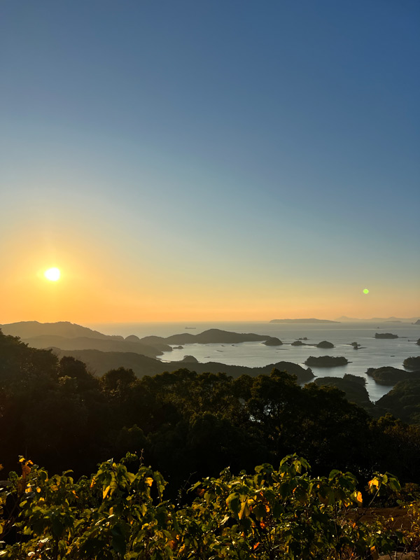 a magnificent sunrise view over the islands in Kyushu