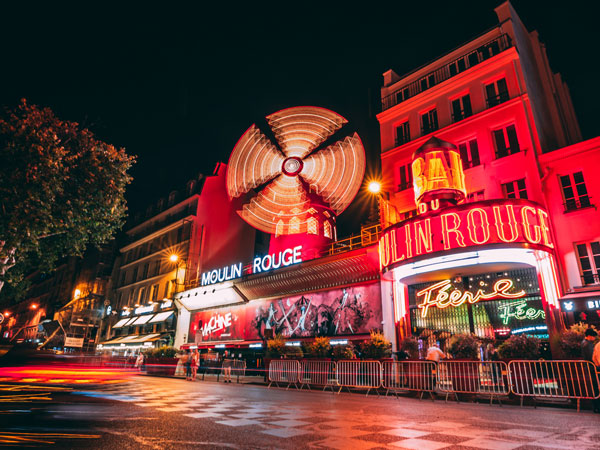 the vibrant and lively Moulin Rouge in Paris