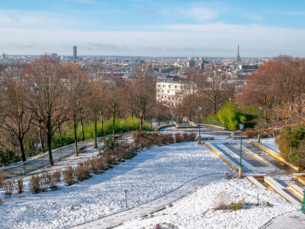 an aerial view of Parc de Belleville in Paris