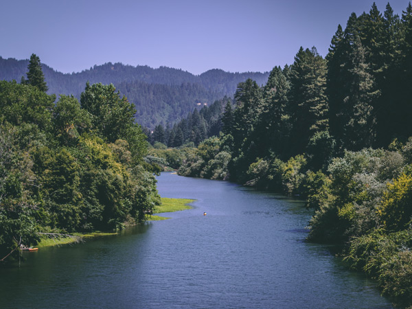 an aerial view of the Russian River