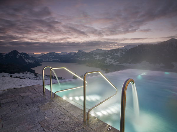 a 34-degree pool at Villa Honegg, Switzerland