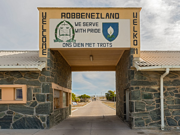 the prison entry on Robben Island