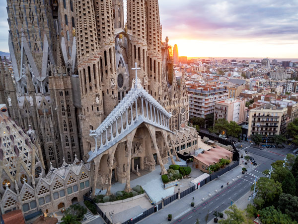 the unfinished structure of Sagrada Família in Barcelona, Spain