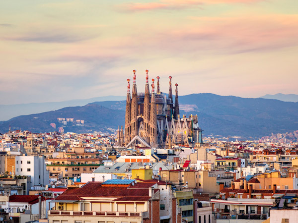 an aerial view of Barcelona, Spain