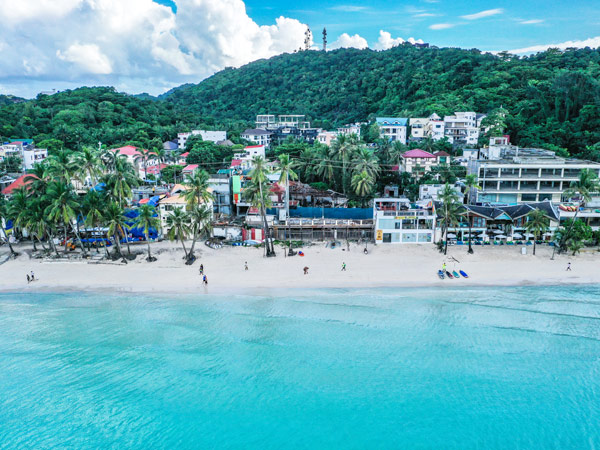 an aerial view of Boracay White Beach