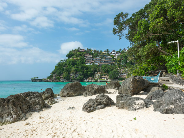 villas nestled atop a hill on Diniwid Beach, Boracay