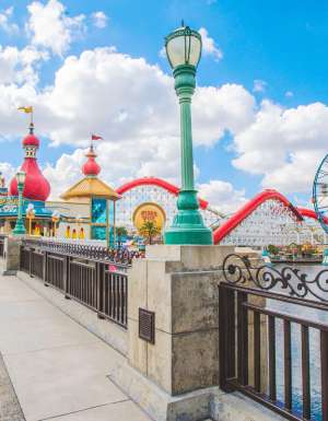 Incredicoaster and Pixar Pal-A-Round ferris wheel attraction at in Disney California Adventure Park