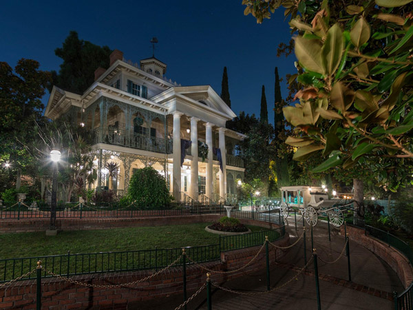 eerie atmosphere outside Haunted Mansion Disneyland California