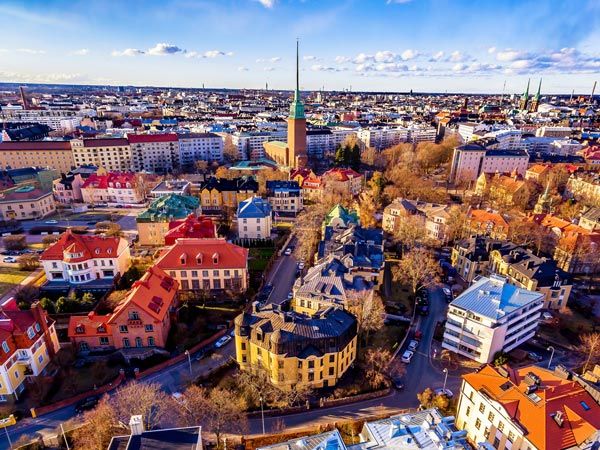 an aerial view of Helsinki City