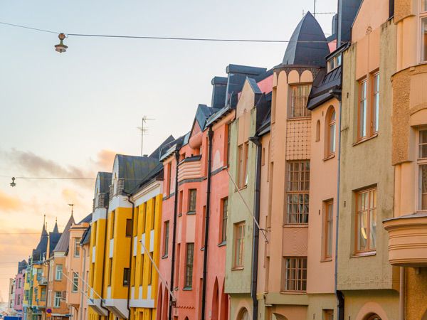 colourful buildings along Helsinki