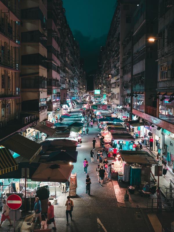 streets in Hong Kong at night