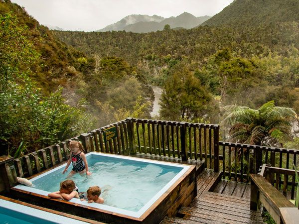 kids soaking in Mangatutu Hot Springs