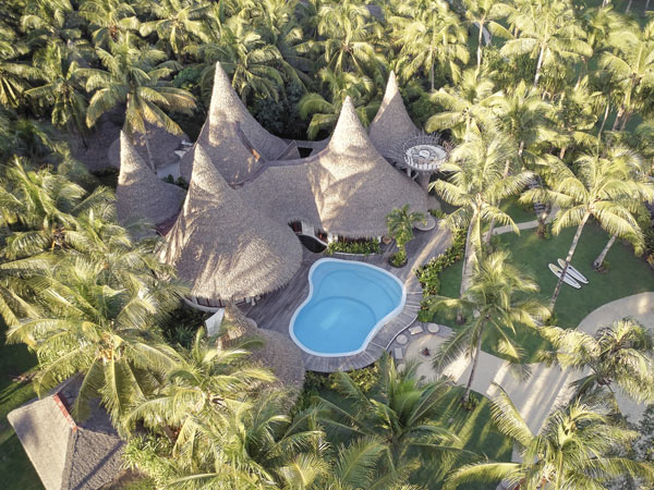 an overhead shot of the villas at Nay Palad Hideaway, Siargao, Philippines