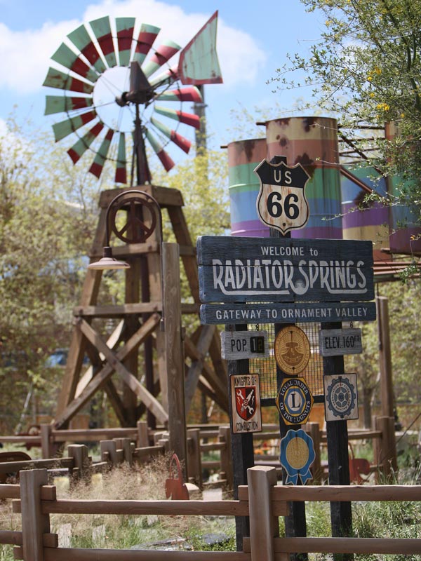 entrance of Radiator Springs, Disneyland California