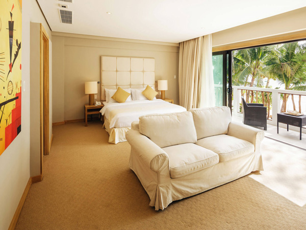 a beachfront room with balcony at Villa Caemilla, Boracay