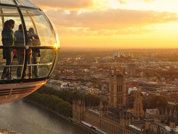 a ferris wheel at dusk, The London Eye