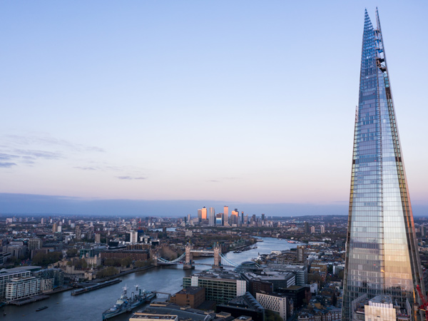 an aerial view of the capital on top of Shard, London