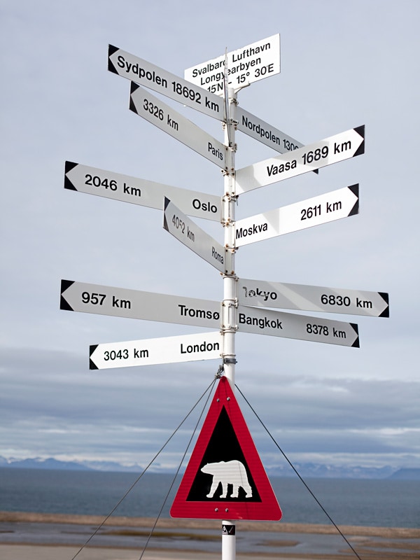 road signs along Svalbard