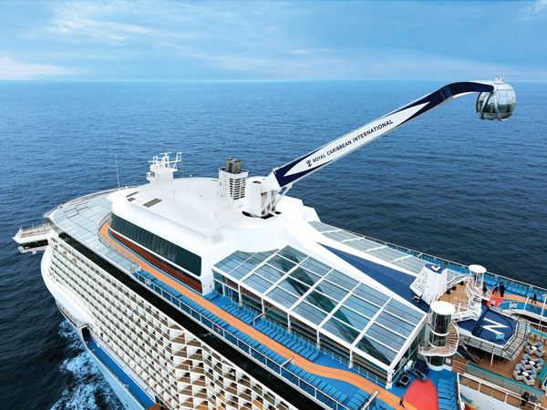 an aerial shot of Royal Caribbean at sea
