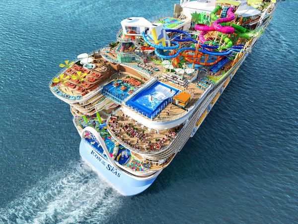 an aerial view of the Royal Caribbean Icon of the Seas