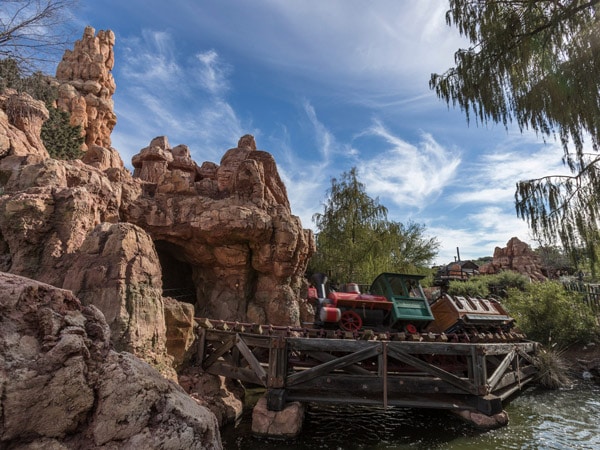 a mine train roller coaster at Big Thunder Mountain Railroad, Disneyland