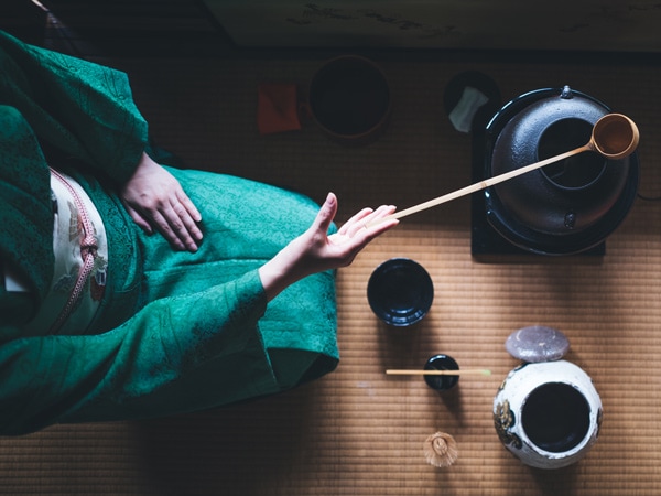 a tea ceremony at Camelia Garden
