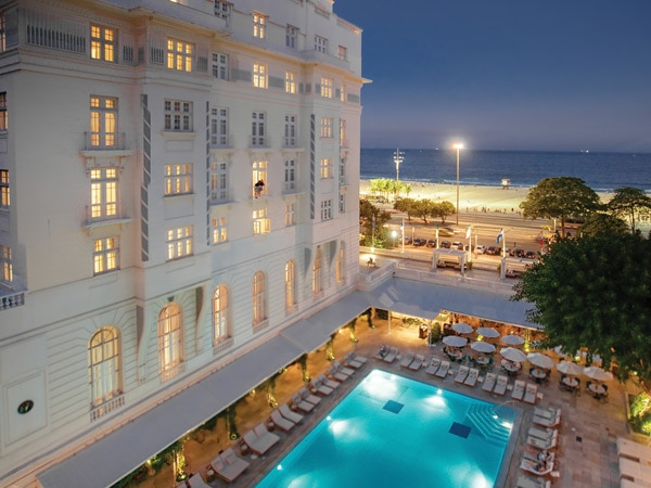 a top view of the outdoor pool in Copacabana Palace