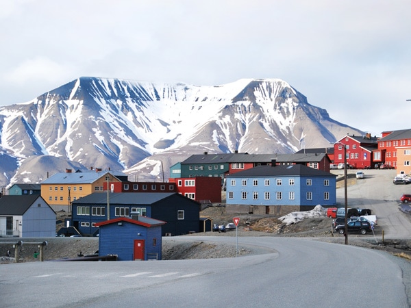 the colourful wooden homes of Longyearbyen