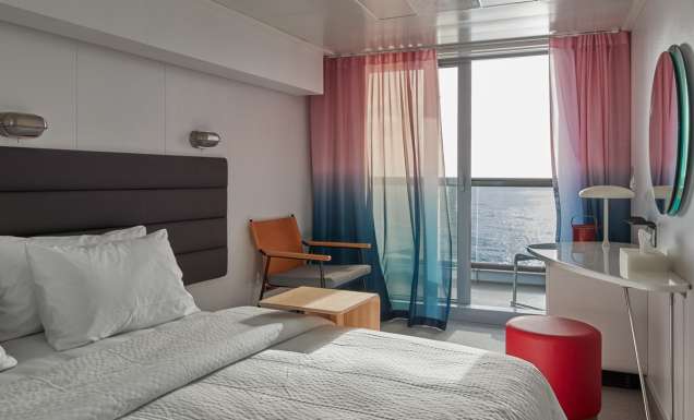 the interior of sea terrace inside the cabin, Virgin Voyages’ Resilient Lady