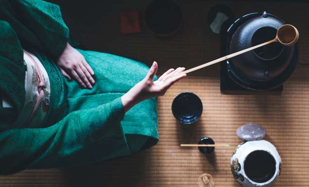 a tea ceremony at Camelia Garden