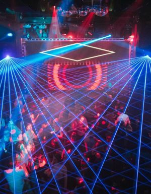 a laser top dance party onboard Virgin Voyages’ Resilient Lady