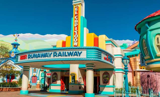 the entrance of Mickey and Minnie's Runaway Railway, Disneyland