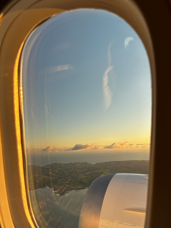 a window seat, Qantas Flight QF3 Auckland to New York