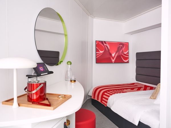 the interior at Sea View cabin, Virgin Voyages’ Resilient Lady