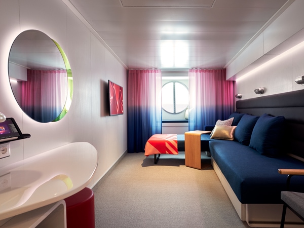 a look inside Sea View cabin, Virgin Voyages’ Resilient Lady