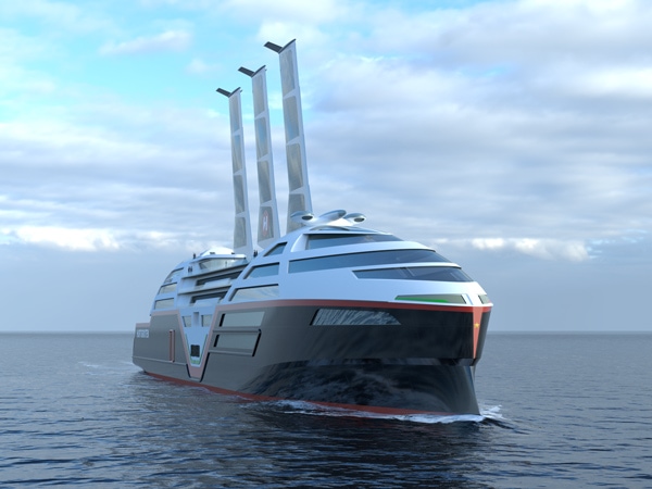 Hurtigruten Sea Zero Concept Visualisation, sails fully extended