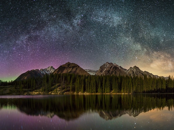 a starry night with Aurora Borealis on the backdrop, Canada