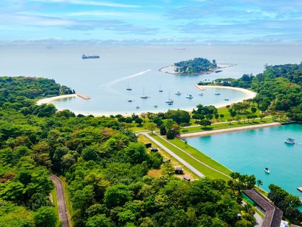 an aerial view of Lazarus Island in Singapore