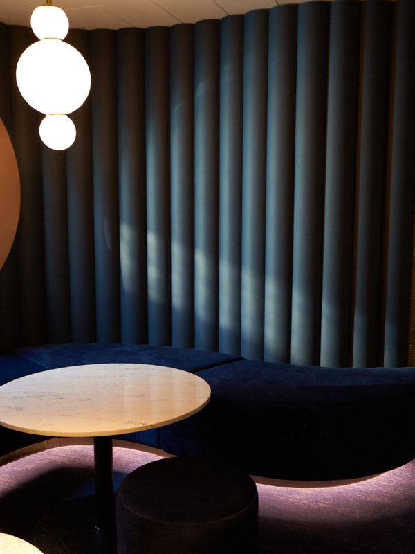 Couches at sip lounge on Resilient Lady