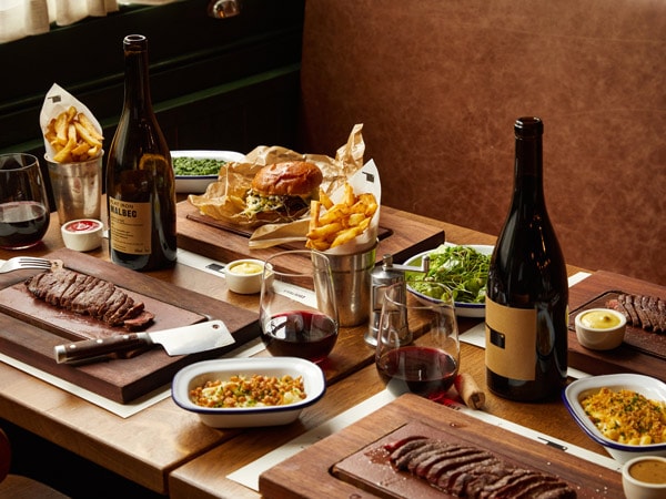 Steaks, burgers and red wine from Flat Iron in London