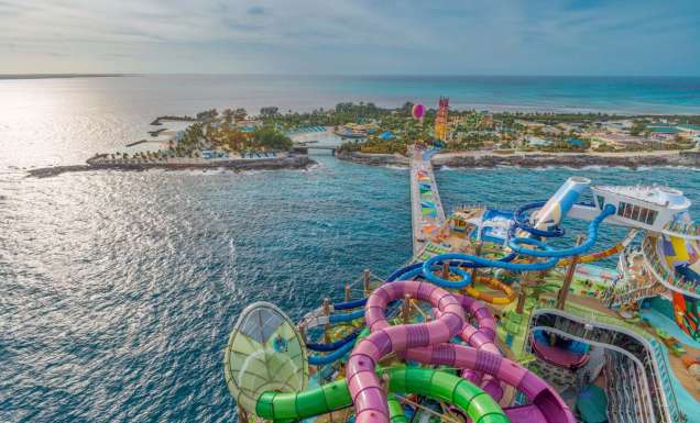 the Icon of the Seas arriving at Coco Cay in the Bahamas