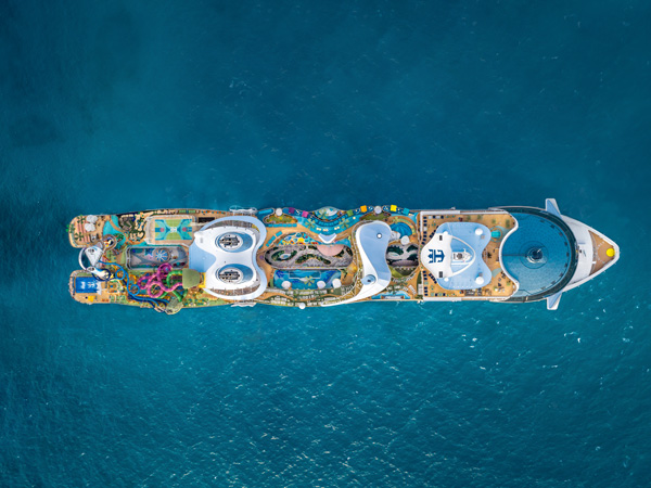 an aerial view of the Royal Caribbean's Icon of the Seas