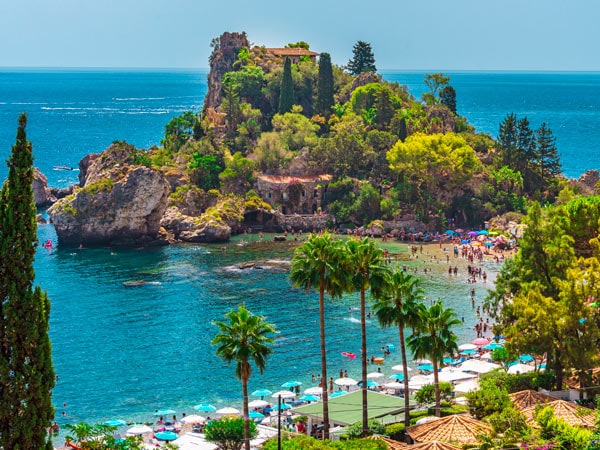 a scenic landscape at Isola Bella, Taormina, Sicily