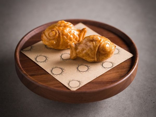 a plate of Kingyoyaki at Atelier Crenn