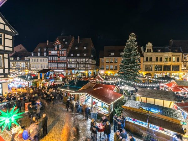 the Quedlinburg Christmas Market at night