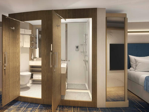 the split bathroom on the Family Infinite Balcony suite, Icon of the Seas