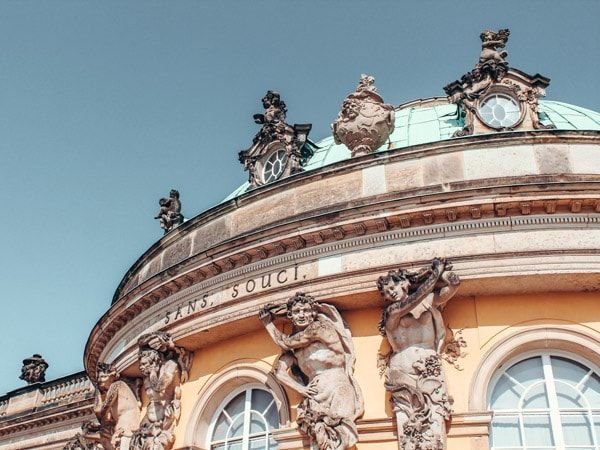 a close-up of the architectural design of Sanssouci Palace, Berlin