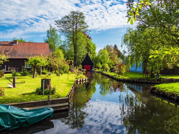 a scenic garden and river at Spreewald, Berlin